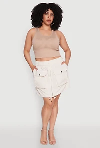 Plus Zip Front Cargo Pocket Skirt