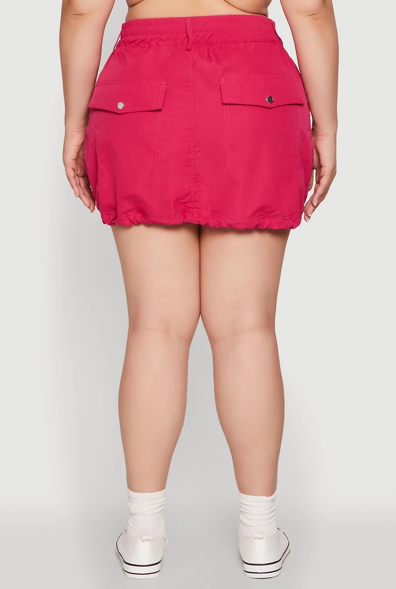 Womens Plus Size Zip Front Cargo Pocket Skirt, Pink, Size 2X