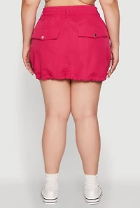 Womens Plus Size Zip Front Cargo Pocket Skirt, Pink, Size 2X