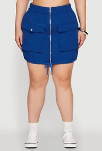 Womens Plus Zip Front Cargo Pocket Skirt,