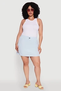 Plus Poplin Drawstring Waist Cargo Skort