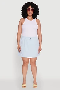 Plus Poplin Drawstring Waist Cargo Skort