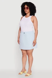Plus Poplin Drawstring Waist Cargo Skort