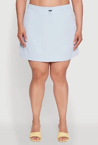 Plus Poplin Drawstring Waist Cargo Skort