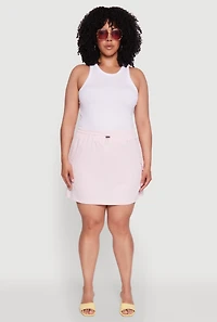 Womens Plus Size Poplin Drawstring Waist Cargo Skort, Pink, Size 3X