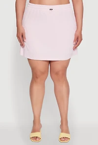 Womens Plus Size Poplin Drawstring Waist Cargo Skort, Pink, Size 3X