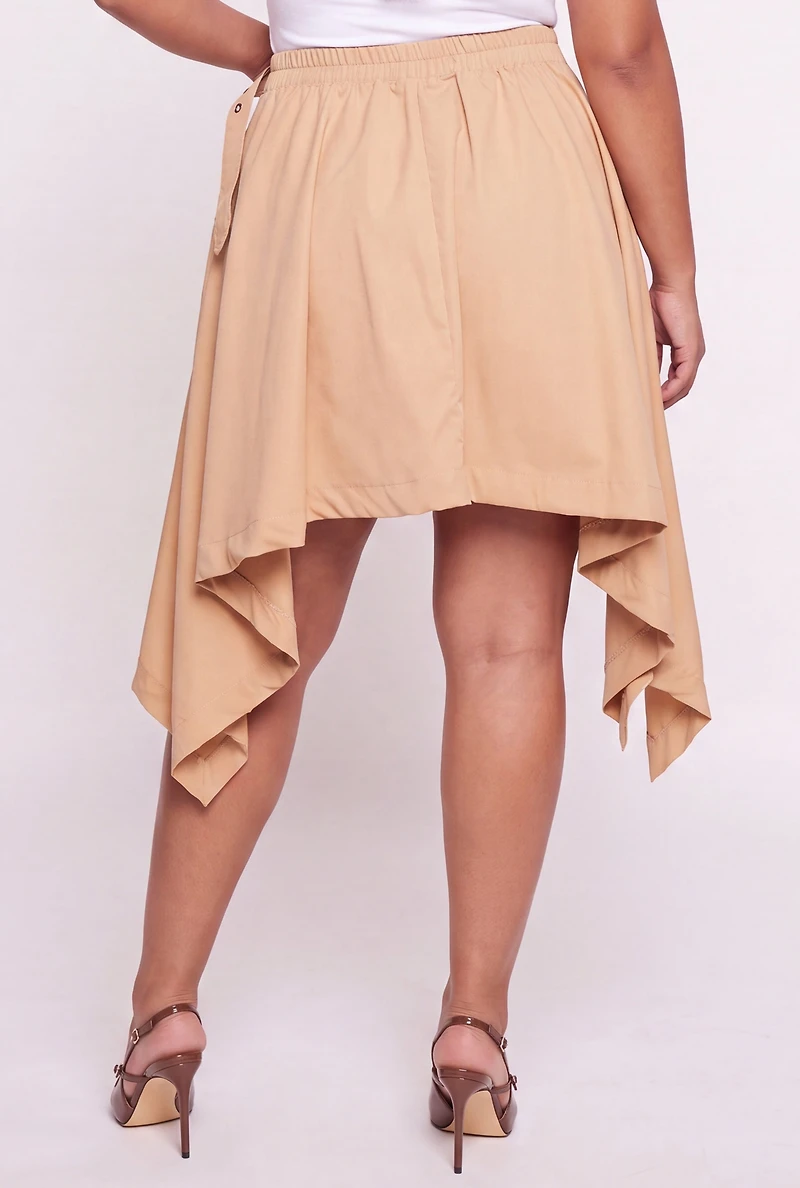 Plus Belted High Low Skirt