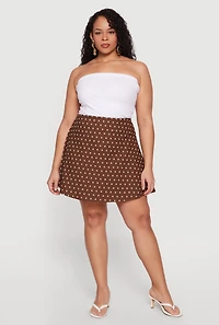 Plus High Waisted Polka Dot Mini Skirt