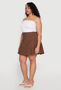 Plus High Waisted Polka Dot Mini Skirt