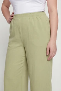 Plus Crepe Knit Pull On Wide Leg Dress Pants