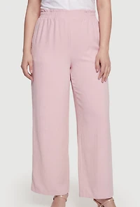 Plus Crepe Knit Pull On Wide Leg Dress Pants