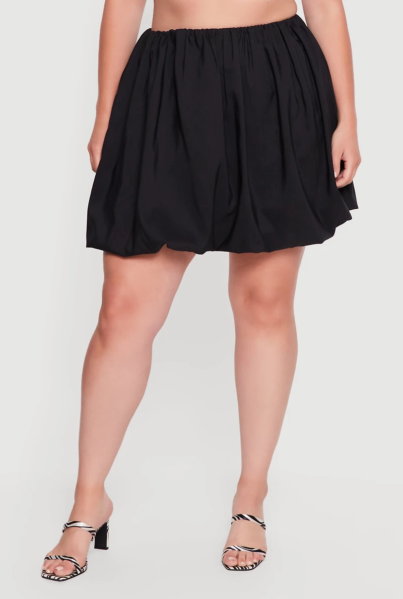 Plus Poplin Mini Bubble Skirt