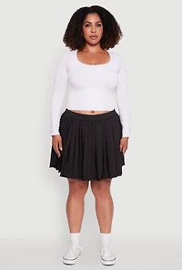 Womens Plus High Waisted Pleated Mini Tennis Skirt,