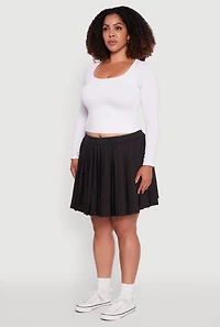 Womens Plus Size High Waisted Pleated Mini Tennis Skirt, Black, Size 2X