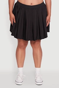 Womens Plus Size High Waisted Pleated Mini Tennis Skirt, Black, Size 2X