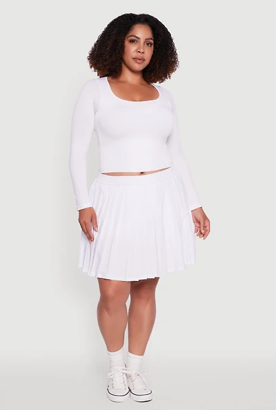 Plus High Waisted Pleated Mini Tennis Skirt