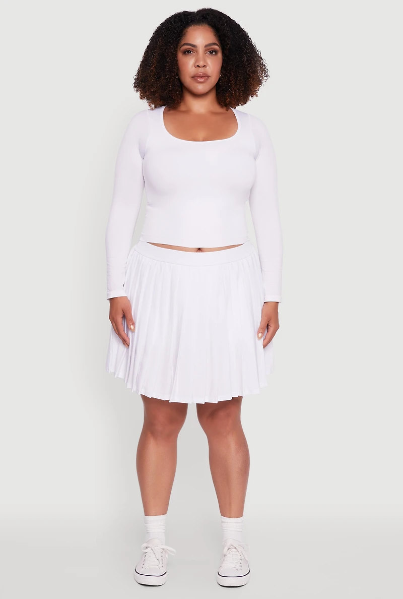 Plus High Waisted Pleated Mini Tennis Skirt