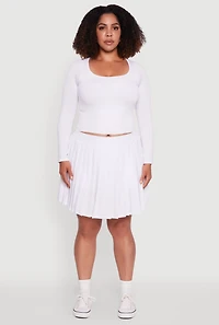 Plus High Waisted Pleated Mini Tennis Skirt