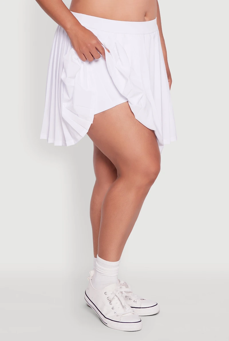 Plus High Waisted Pleated Mini Tennis Skirt