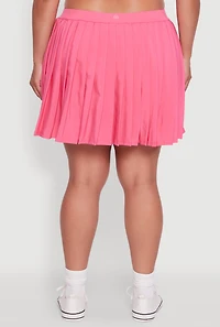 Womens Plus High Waisted Pleated Mini Tennis Skirt, Pink,