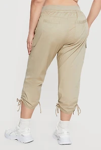 Plus Drawstring Waist Cargo Capris