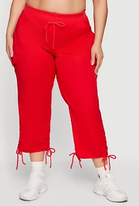 Plus Drawstring Waist Cargo Capris