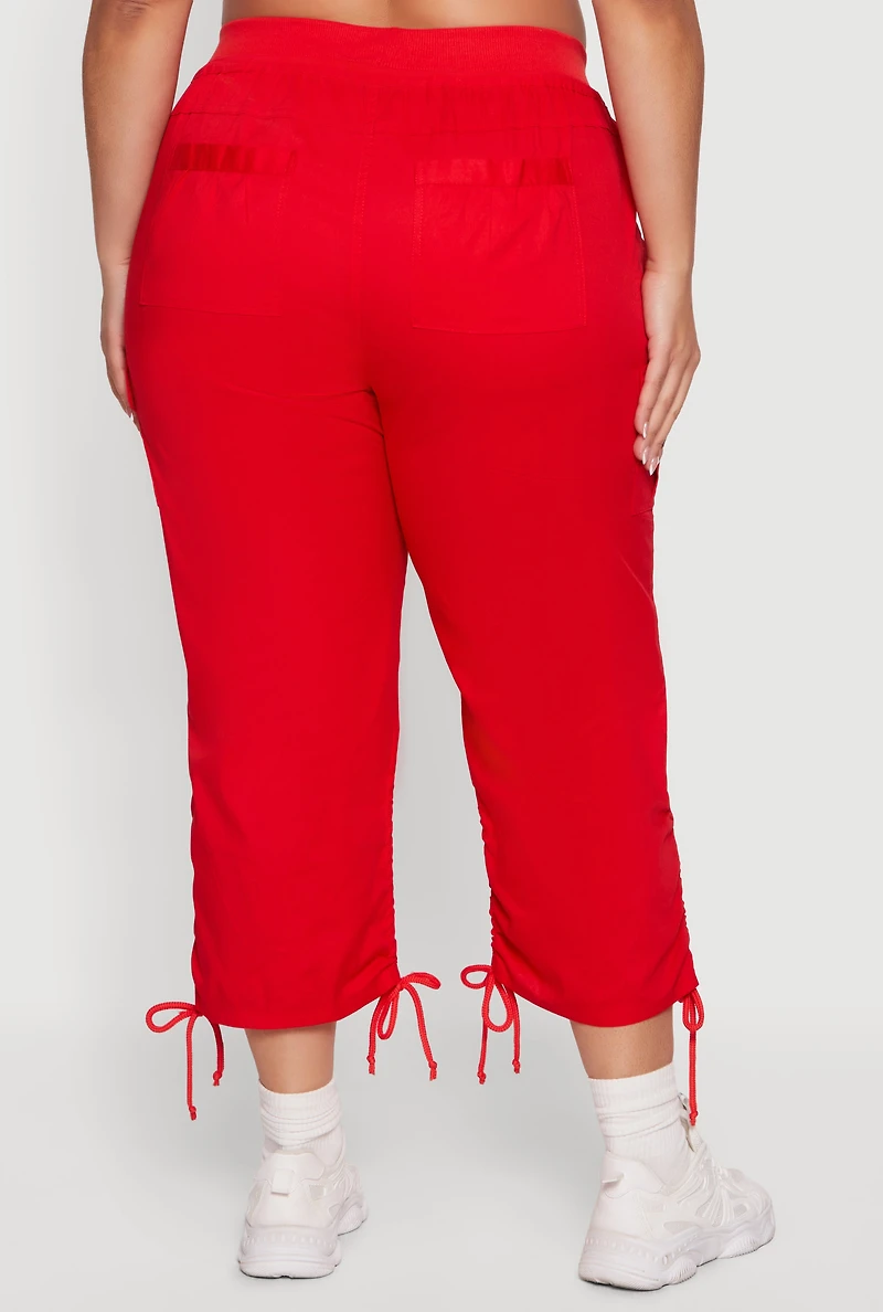 Plus Drawstring Waist Cargo Capris