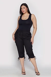 Plus Toggle Drawstring Poplin Capri Pants