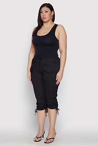 Plus Toggle Drawstring Poplin Capri Pants