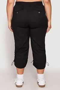 Womens Plus Poplin Toggle Drawstring Capri Pants, 2X