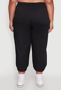Womens Plus Poplin Drawstring Hem Utility Capris, 2X