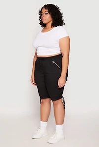 Womens Plus Zip Pocket Bermuda Shorts, Black,