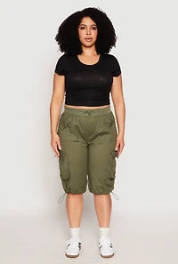 Plus Toggle Drawstring Bermuda Cargo Shorts
