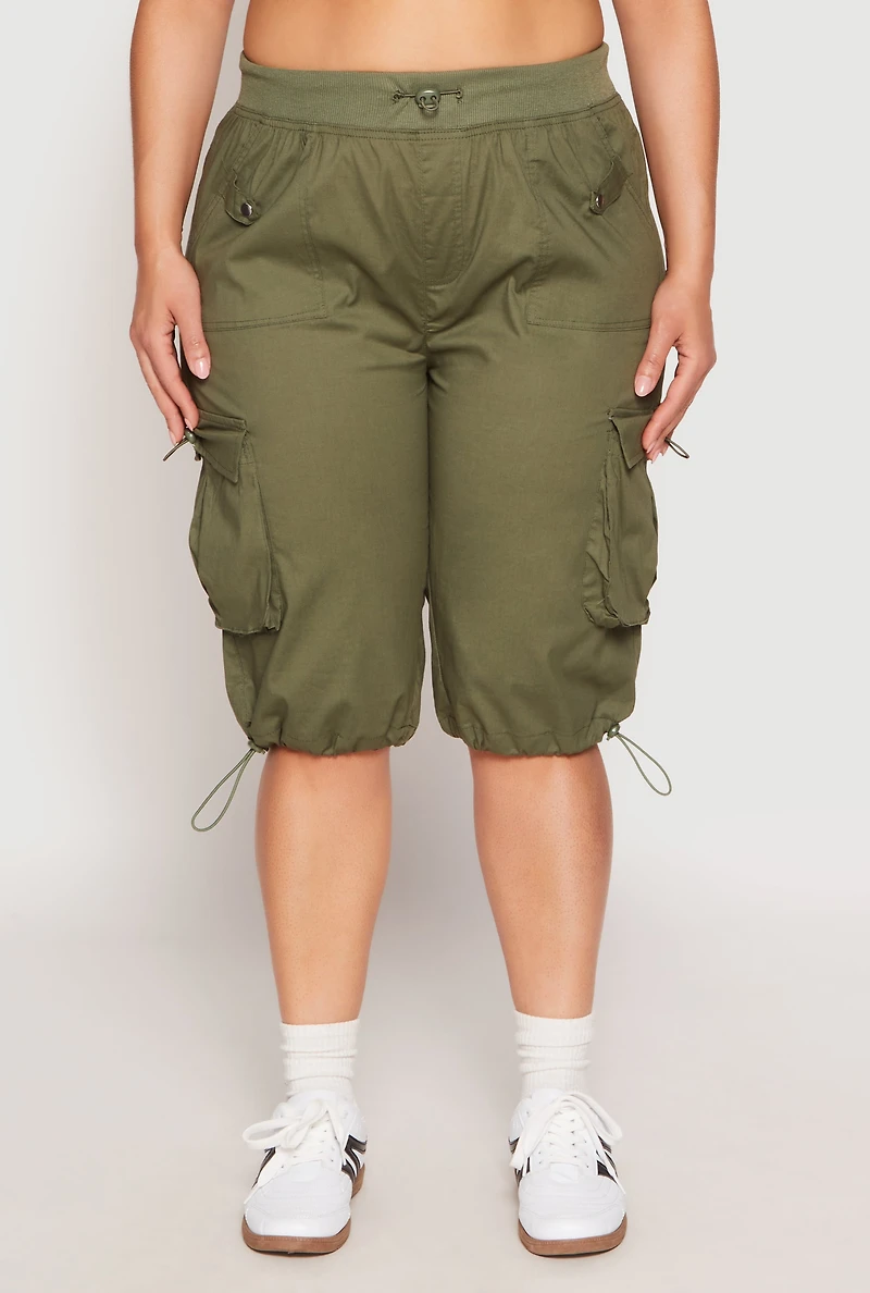 Plus Toggle Drawstring Bermuda Cargo Shorts