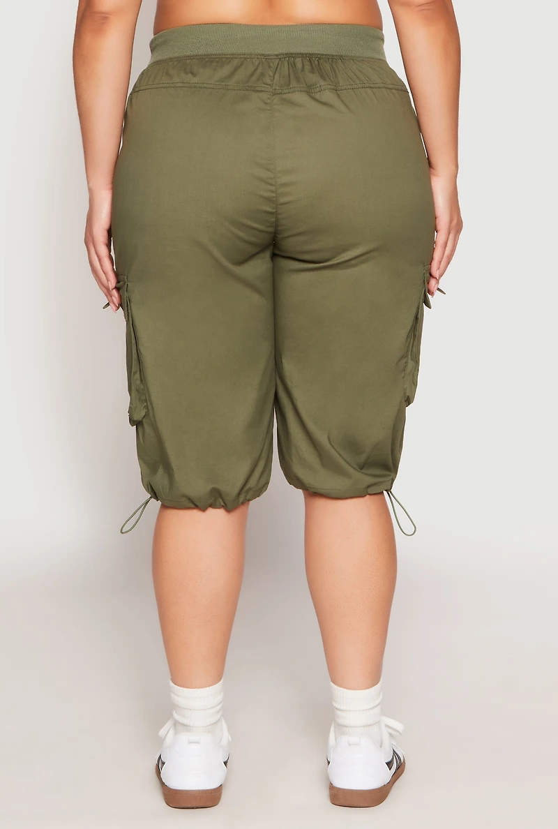 Plus Toggle Drawstring Bermuda Cargo Shorts