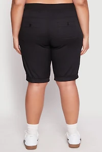 Womens Plus Tabbed Cuff Bermuda Shorts, 2X