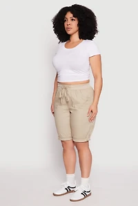 Womens Plus Tabbed Cuff Bermuda Shorts,