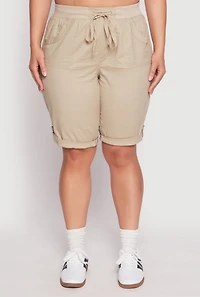 Womens Plus Tabbed Cuff Bermuda Shorts,