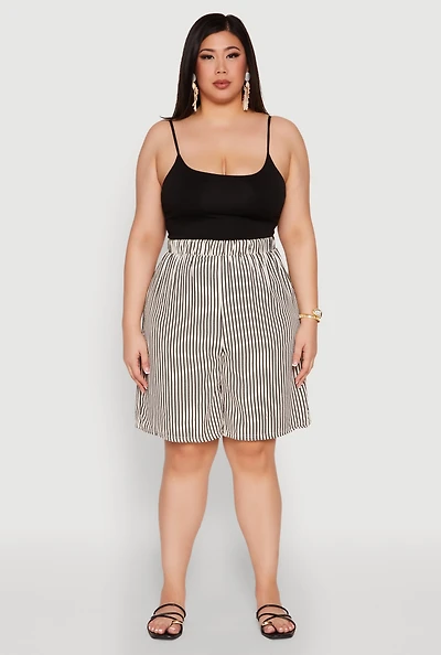 Womens Plus Size Striped Seersucker Bermuda Shorts, Multi, Size 3X