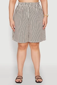 Womens Plus Size Striped Seersucker Bermuda Shorts, Multi, Size 3X