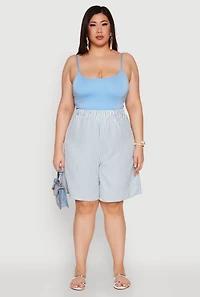 Plus Striped Seersucker Bermuda Shorts