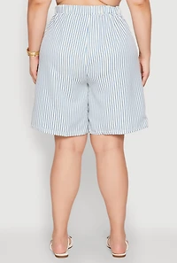 Womens Plus Striped Seersucker Bermuda Shorts,