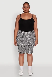 Womens Plus Size Trendy High Waisted Bermuda Shorts, Multi, Size 3X