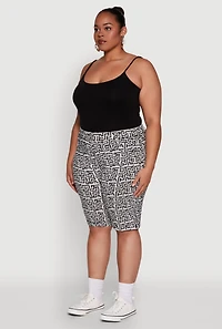 Womens Plus Size Trendy High Waisted Bermuda Shorts, Multi, Size 3X