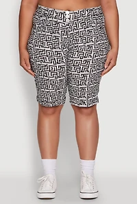 Womens Plus Size Trendy High Waisted Bermuda Shorts, Multi, Size 3X