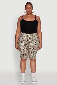 Womens Plus Size Trendy High Waisted Bermuda Shorts, Multi, Size 1X