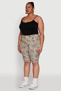 Womens Plus Size Trendy High Waisted Bermuda Shorts, Multi, Size 1X