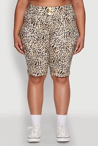 Womens Plus Size Trendy High Waisted Bermuda Shorts, Multi, Size 1X