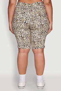Womens Plus Size Trendy High Waisted Bermuda Shorts, Multi, Size 1X