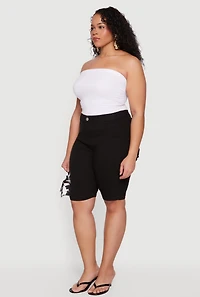 Plus Hyperstretch Solid Bermuda Shorts